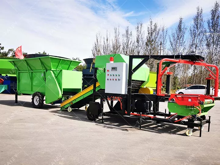 silage baler and wrappers with feed bin